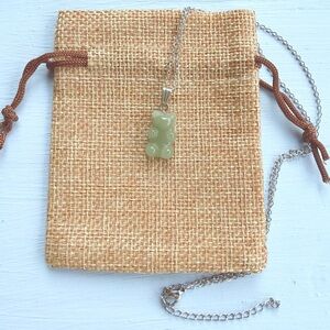 Green Aventurine Gummy Bear Necklace Aventurine Necklace Y2K Crystal Necklace